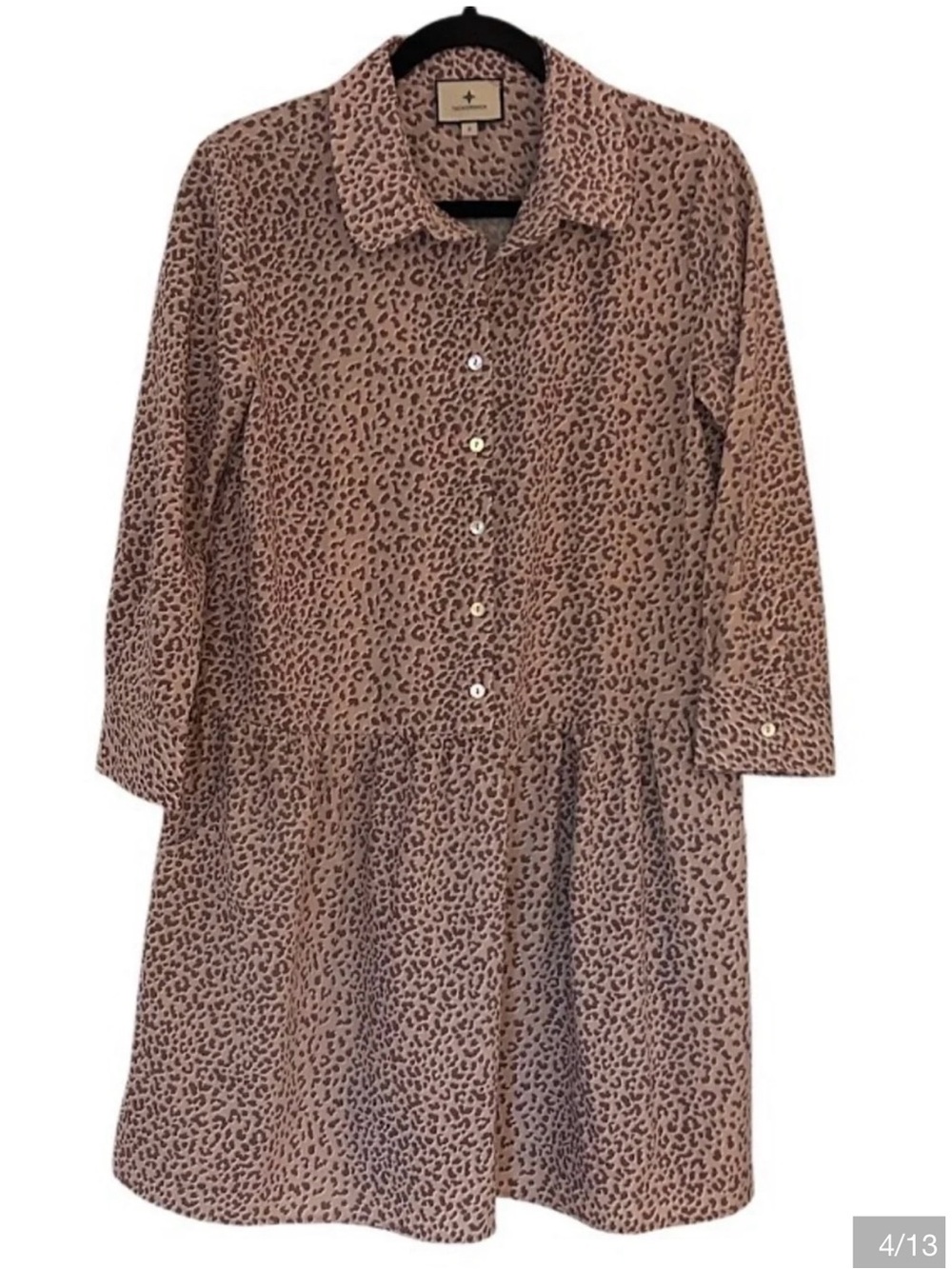 Tuckernuck Leopard Print Hayes Mini Dress Brown Tan Drop Waist Shirt Dress